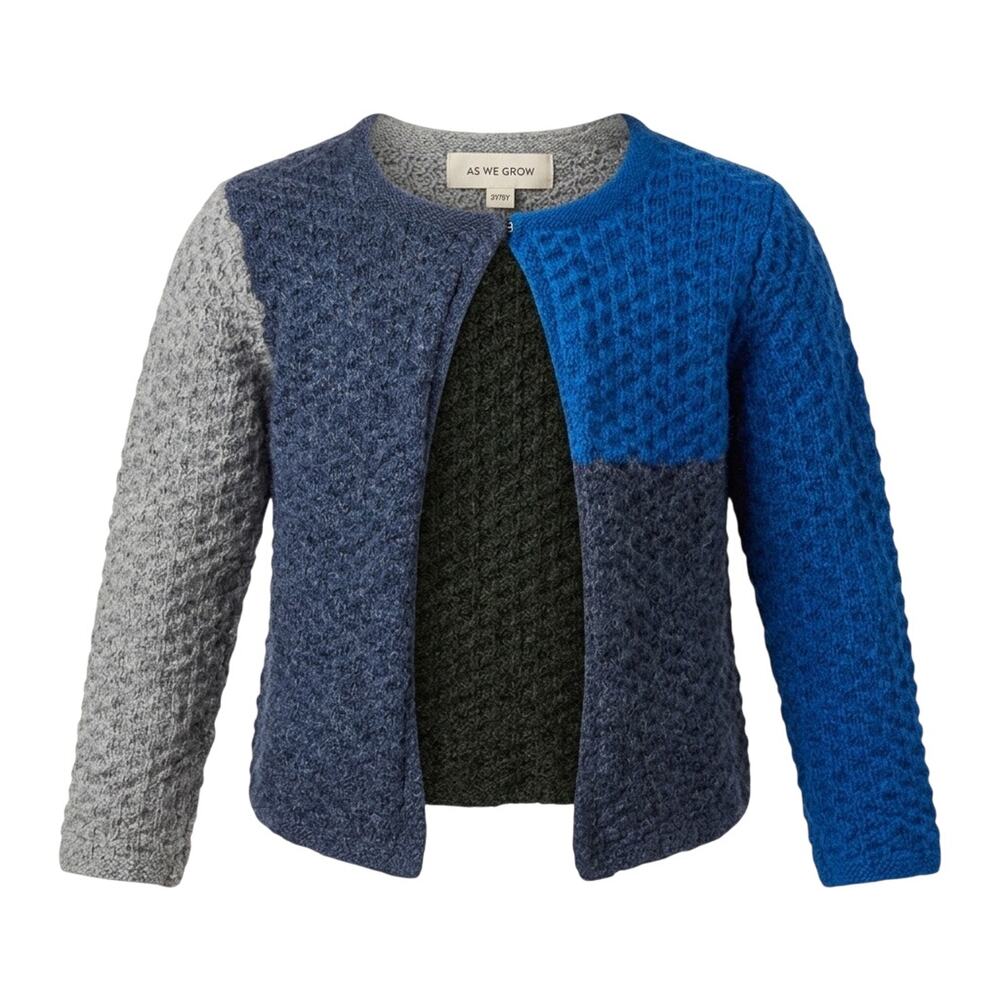 As We Grow Kids Colorblock Pocket Cardigan 100% Alpaca Wool Size 3Y-5Y Iceland